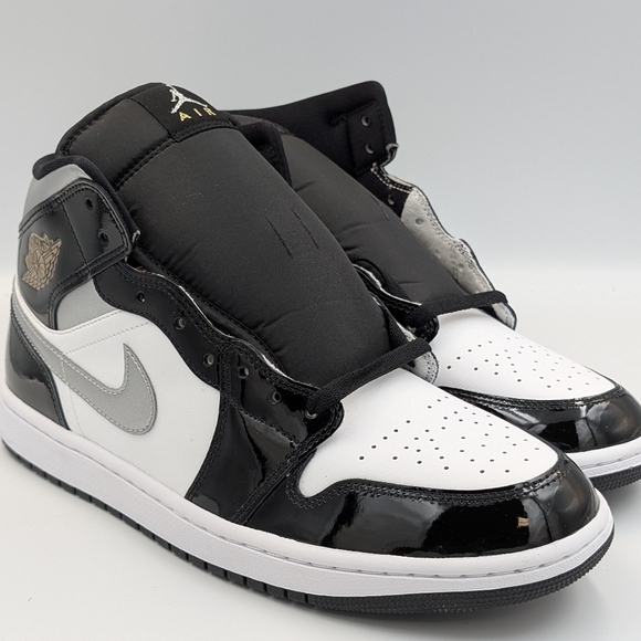 Nike Other - Air Jordan 1 Mid SE Black Patent Silver White | Men’s Size 10.5 | No Box Lid